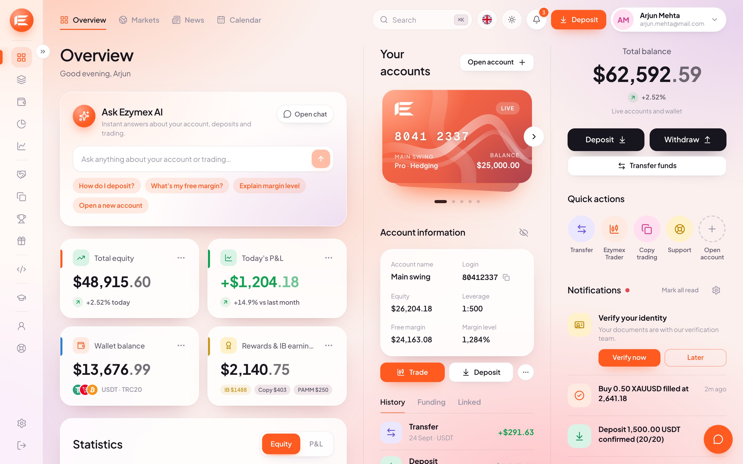 Ezymex client area dashboard